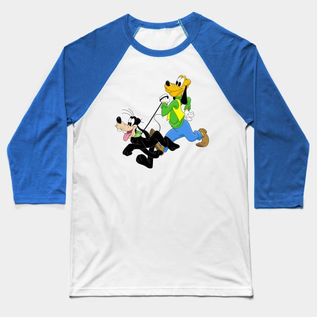 Goofy and Pluto Freaky Friday Baseball T-Shirt by AndrewKennethArt